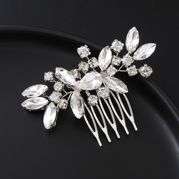 Χειροποίητο αξεσουάρ μαλλιών σε σχήμα λουλουδιού με κρύσταλλα, με μικρή πλευρική χτένα για γυναίκες