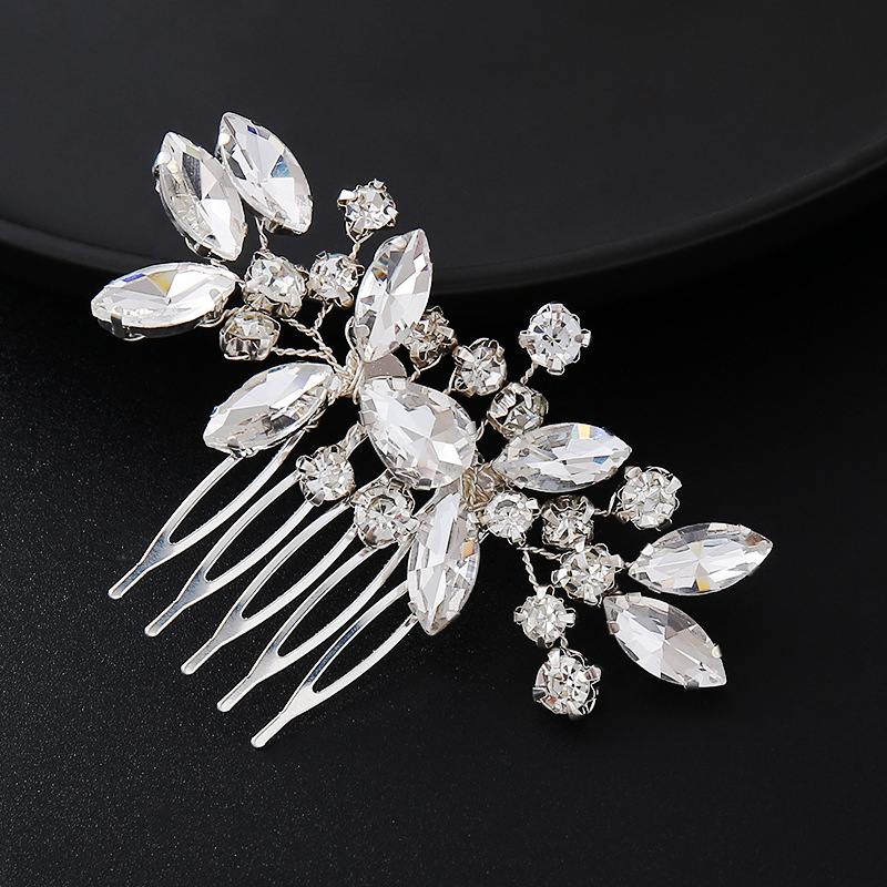 Χειροποίητο αξεσουάρ μαλλιών σε σχήμα λουλουδιού με κρύσταλλα, με μικρή πλευρική χτένα για γυναίκες