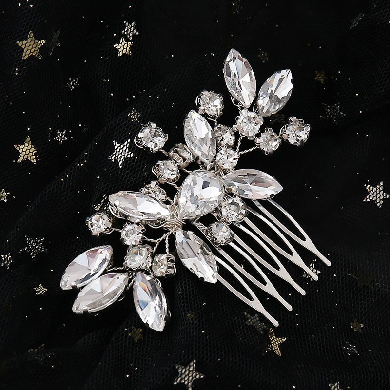 Χειροποίητο αξεσουάρ μαλλιών σε σχήμα λουλουδιού με κρύσταλλα, με μικρή πλευρική χτένα για γυναίκες