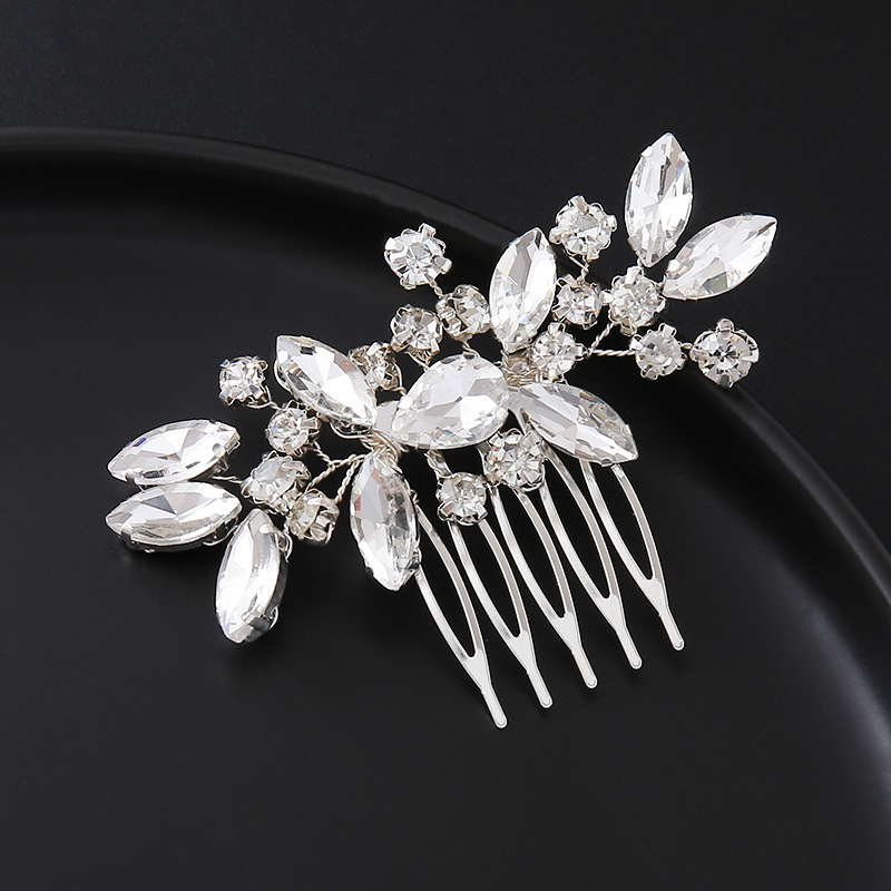 Χειροποίητο αξεσουάρ μαλλιών σε σχήμα λουλουδιού με κρύσταλλα, με μικρή πλευρική χτένα για γυναίκες