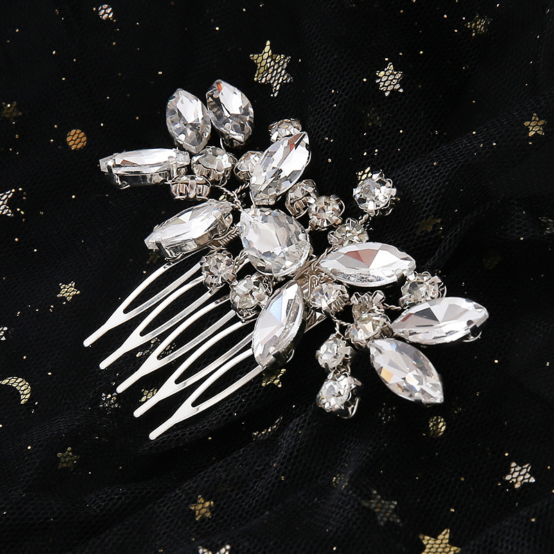 Χειροποίητο αξεσουάρ μαλλιών σε σχήμα λουλουδιού με κρύσταλλα, με μικρή πλευρική χτένα για γυναίκες