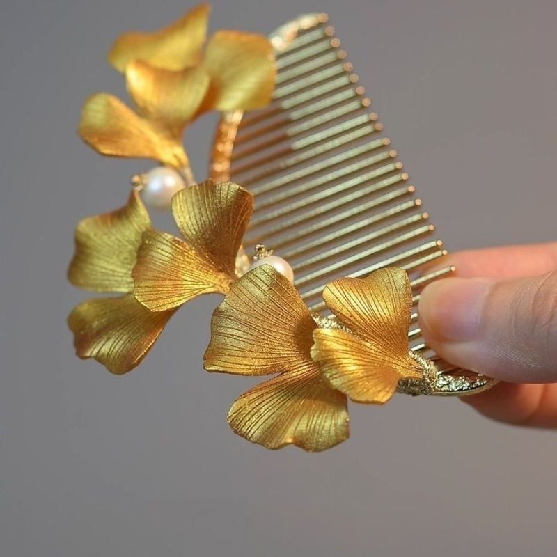 Agrafă de păr cu design de frunză de cais, aliaj, accesoriu pentru cap feminin, primăvara 2025