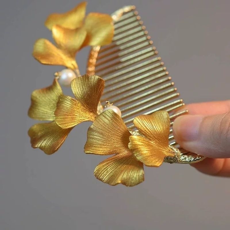 Agrafă de păr cu design de frunză de cais, aliaj, accesoriu pentru cap feminin, primăvara 2025