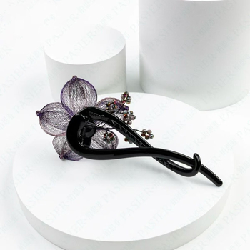 Clip de păr - stil etnic, design floral, făcut manual, din sârmă de cupru