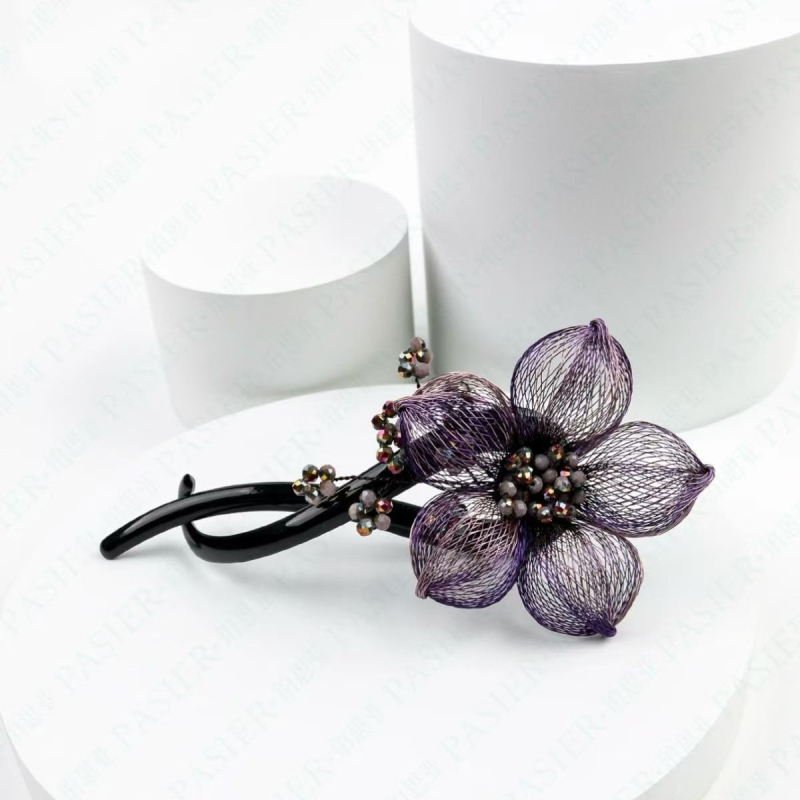 Clip de păr - stil etnic, design floral, făcut manual, din sârmă de cupru