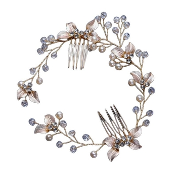 Jaunavedžių plaukų šukė, rankų darbas, retro stilius, gėlių formos, perlų akcentai