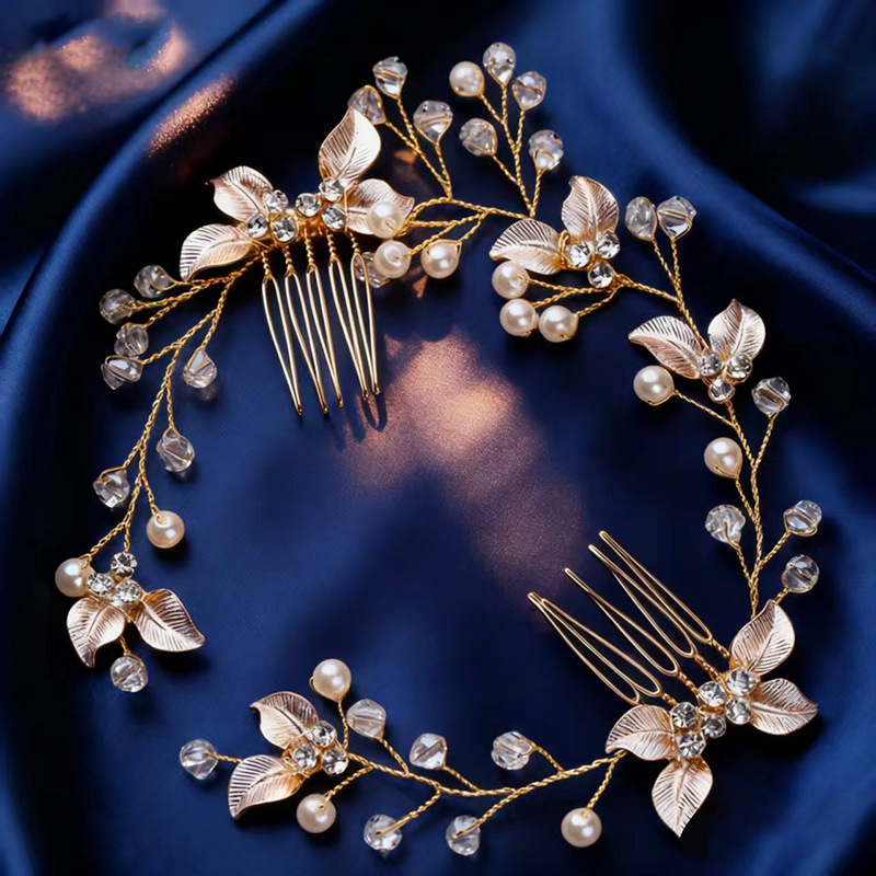 Jaunavedžių plaukų šukė, rankų darbas, retro stilius, gėlių formos, perlų akcentai