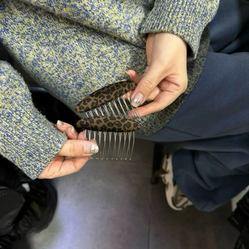 Klip za kosu od velura s leopard printom, za stražnji dio glave, oblik vala, ručno izrađena