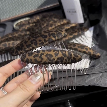 Klip za kosu od velura s leopard printom, za stražnji dio glave, oblik vala, ručno izrađena