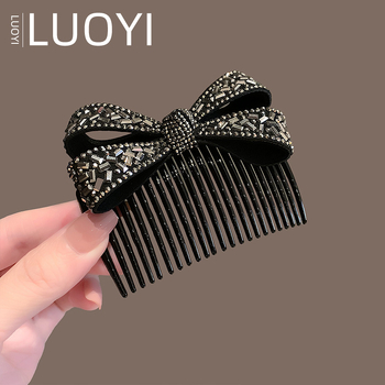 Dámsky hrebienok na vlasy so kamienkami vo forme mašle, ručne vyrobený doplnok na hlavu, jar 2025