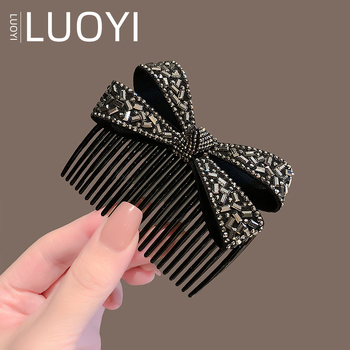 Dámsky hrebienok na vlasy so kamienkami vo forme mašle, ručne vyrobený doplnok na hlavu, jar 2025