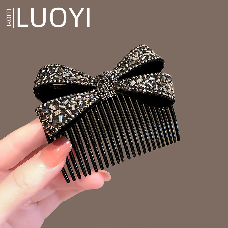 Dámsky hrebienok na vlasy so kamienkami vo forme mašle, ručne vyrobený doplnok na hlavu, jar 2025