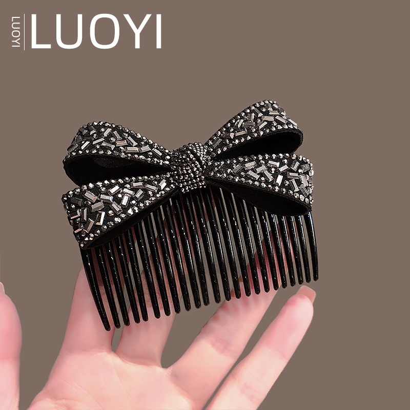 Dámsky hrebienok na vlasy so kamienkami vo forme mašle, ručne vyrobený doplnok na hlavu, jar 2025