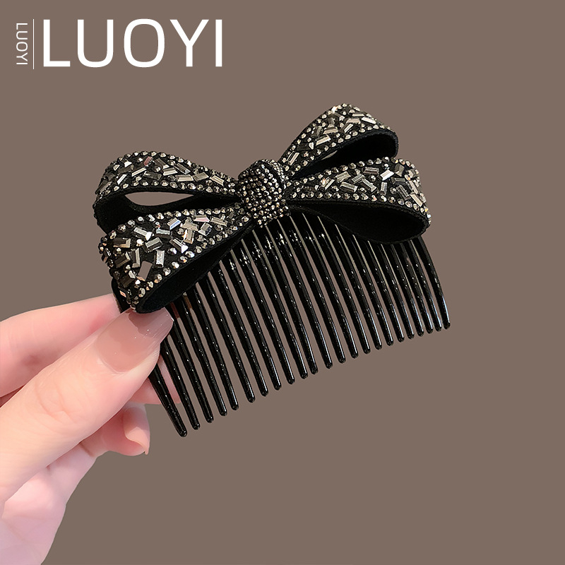 Dámsky hrebienok na vlasy so kamienkami vo forme mašle, ručne vyrobený doplnok na hlavu, jar 2025