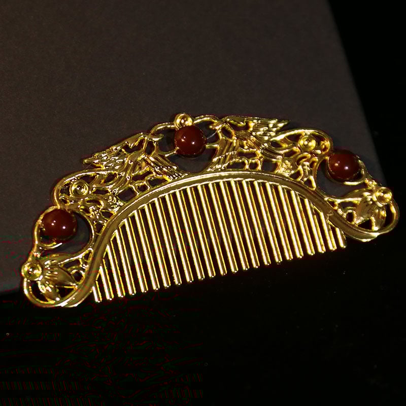 Plaukų šukos iš lydinio, rankų darbas, vintyvinis/senovinis/dvorių stilius, gėlių motyvas