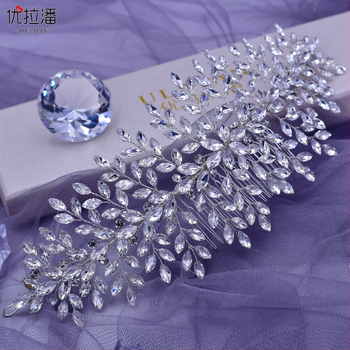 Plaukų šukė – rankų darbo rhinestone vestuvinis papuošalas plaukams (Prekės ženklas: Yulapan; Medžiaga: Rhinestone; Kristalų tipas: Rhinestone; Apdirbimas: rankų darbo)