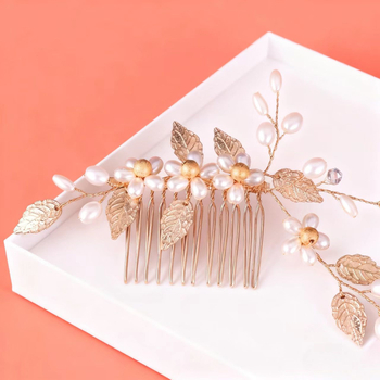 Accesoriu pentru păr din aliaj, în formă de floare, lucrat manual, Carlo Jewelry, pentru nuntă