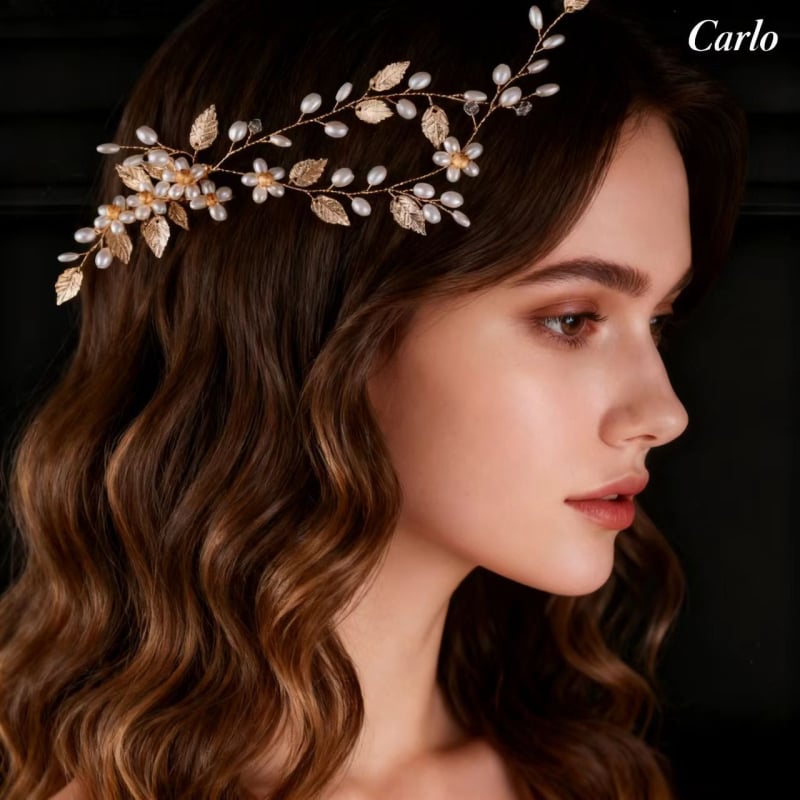 Accesoriu pentru păr din aliaj, în formă de floare, lucrat manual, Carlo Jewelry, pentru nuntă