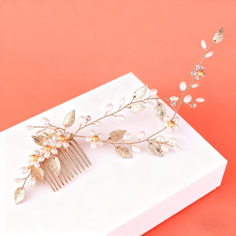 Accesoriu pentru păr din aliaj, în formă de floare, lucrat manual, Carlo Jewelry, pentru nuntă