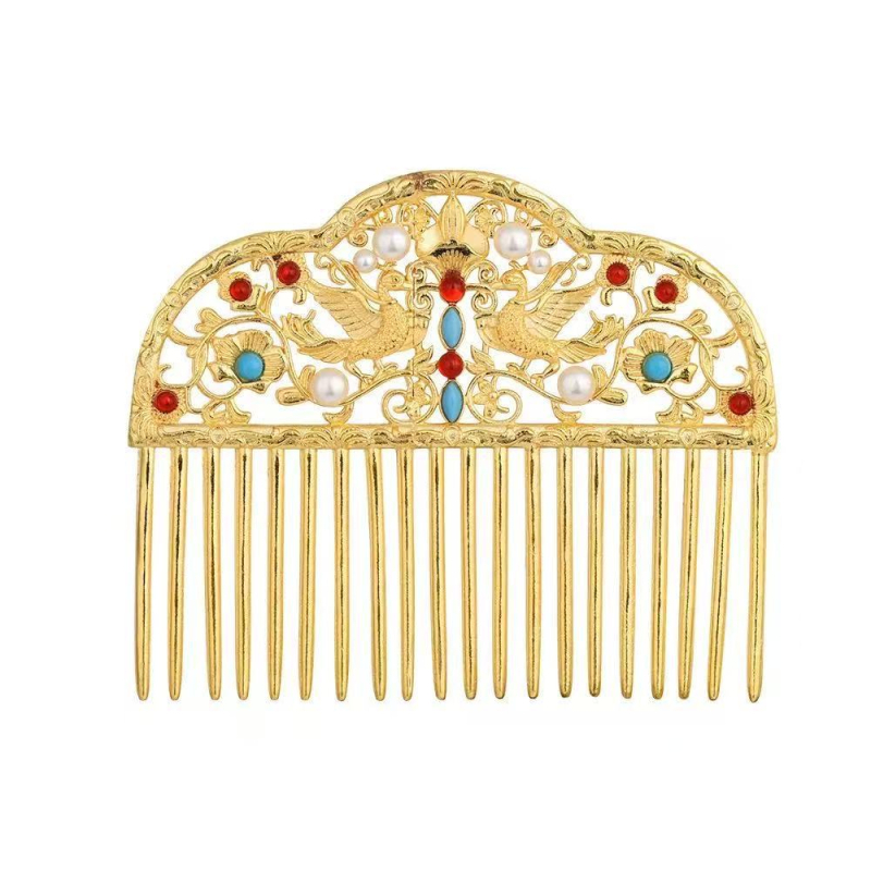 Vario plaukų šukų ir plaukų segtuko rinkinys – įkvėptas Tang dinastijos, retro pilies stilius su geometriniais motyvais