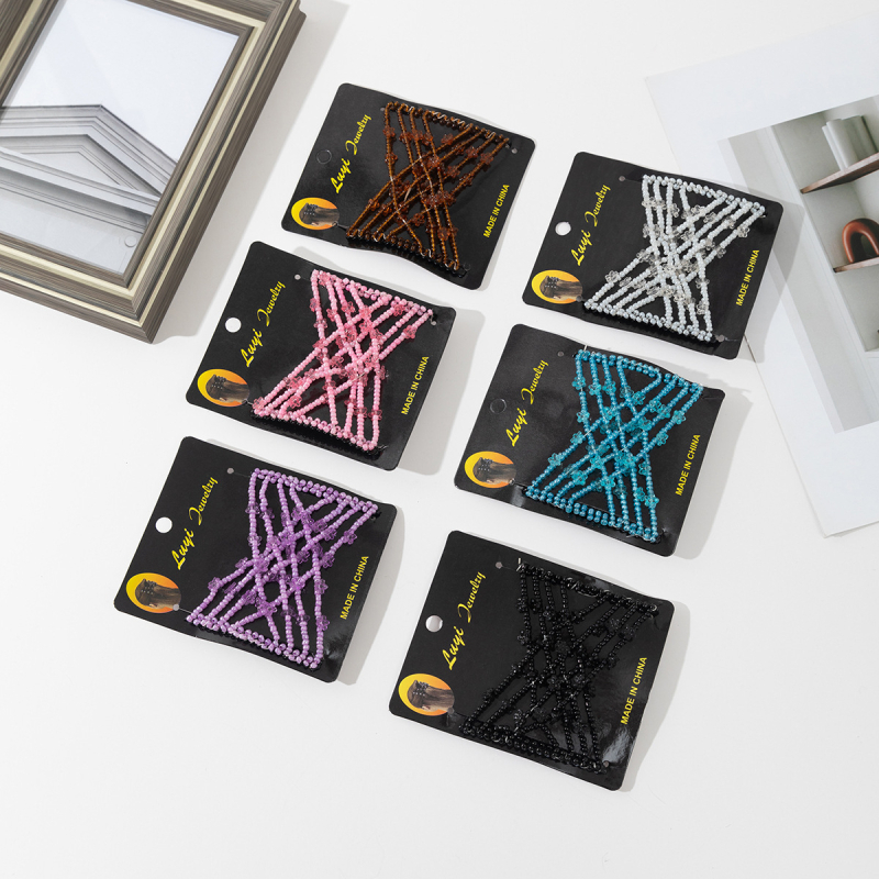 Gyöngyös hajcsat tarkóra, kézzel készített műanyag anyag, női stílus, geometriai tervezés, testreszabható