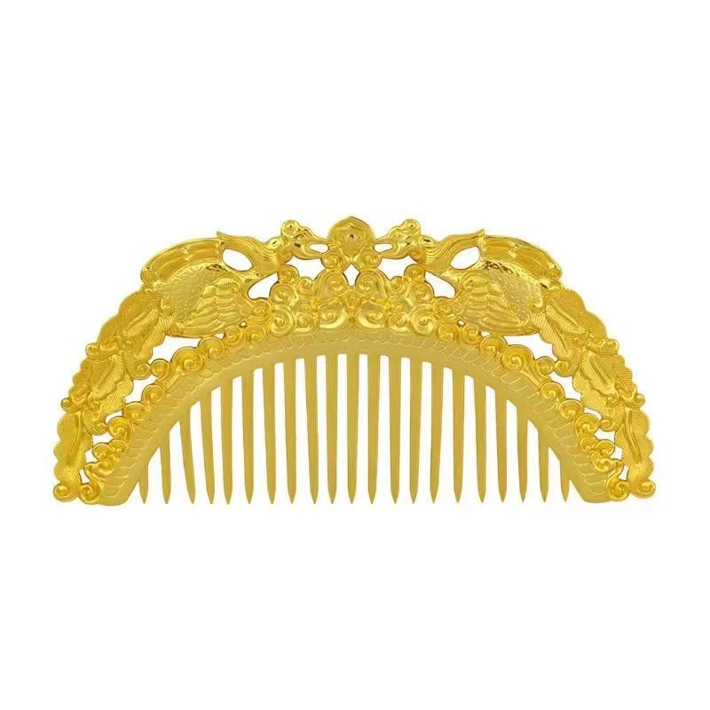 Rézből készült, aranyozott antik hajfésű Tang stílusban, geometriai mintával, etnikus uniszex fejfedő kiegészítő, 2024 tavasz