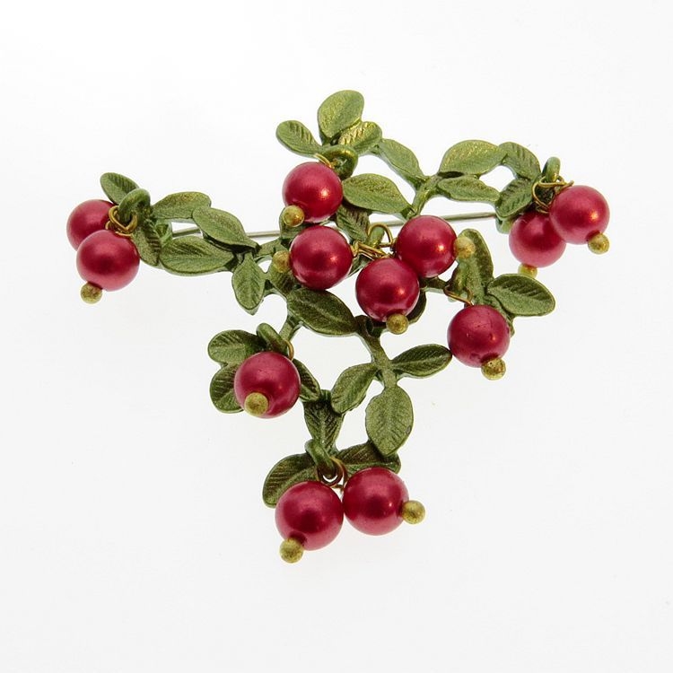 Брошка от сплав с флорален мотив, покрита с изпичано покритие и антиотразяваща функция