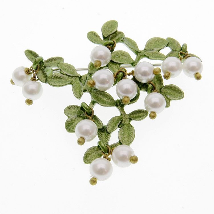 Брошка от сплав с флорален мотив, покрита с изпичано покритие и антиотразяваща функция