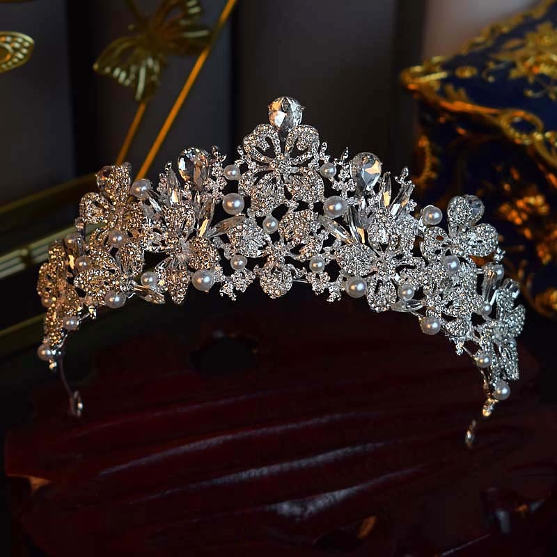 Ukras za glavu: kraljevska tiara, legura, bijeli kristali, elektroplatiranje, japansko-korejski stil