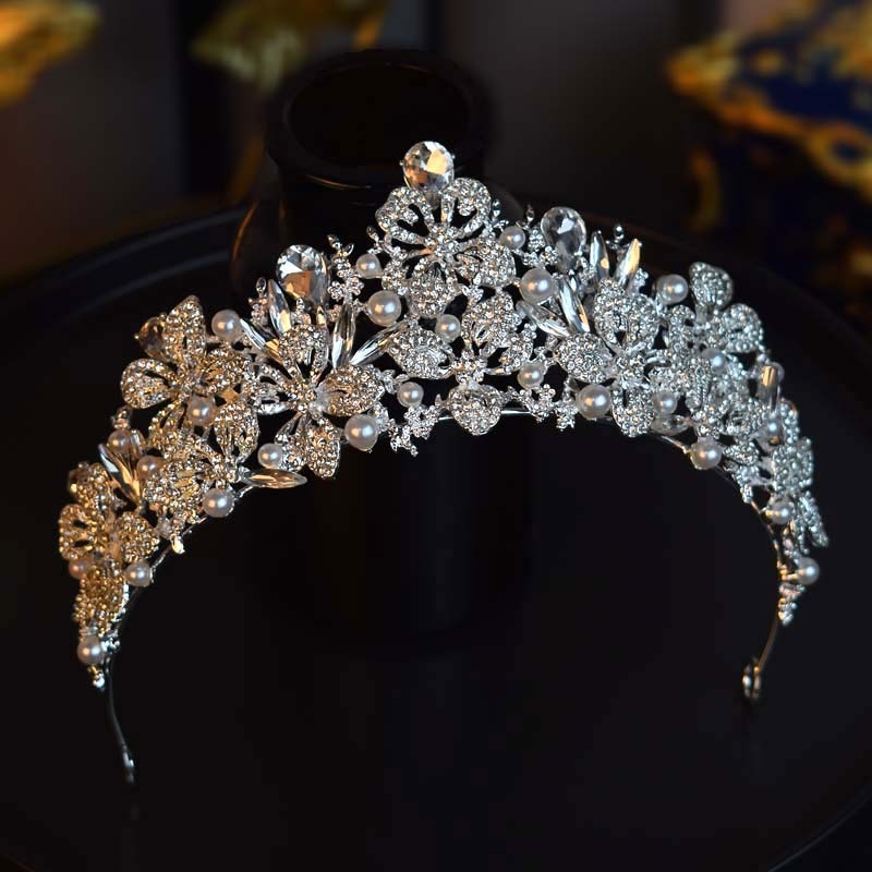 Ukras za glavu: kraljevska tiara, legura, bijeli kristali, elektroplatiranje, japansko-korejski stil