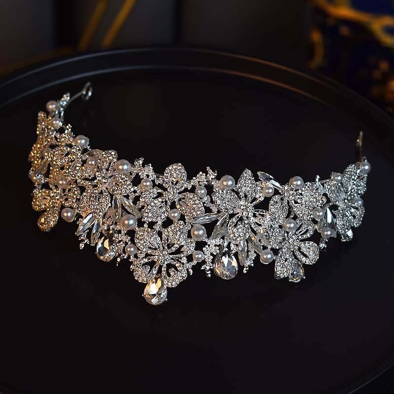 Ukras za glavu: kraljevska tiara, legura, bijeli kristali, elektroplatiranje, japansko-korejski stil