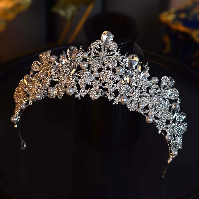 Ukras za glavu: kraljevska tiara, legura, bijeli kristali, elektroplatiranje, japansko-korejski stil