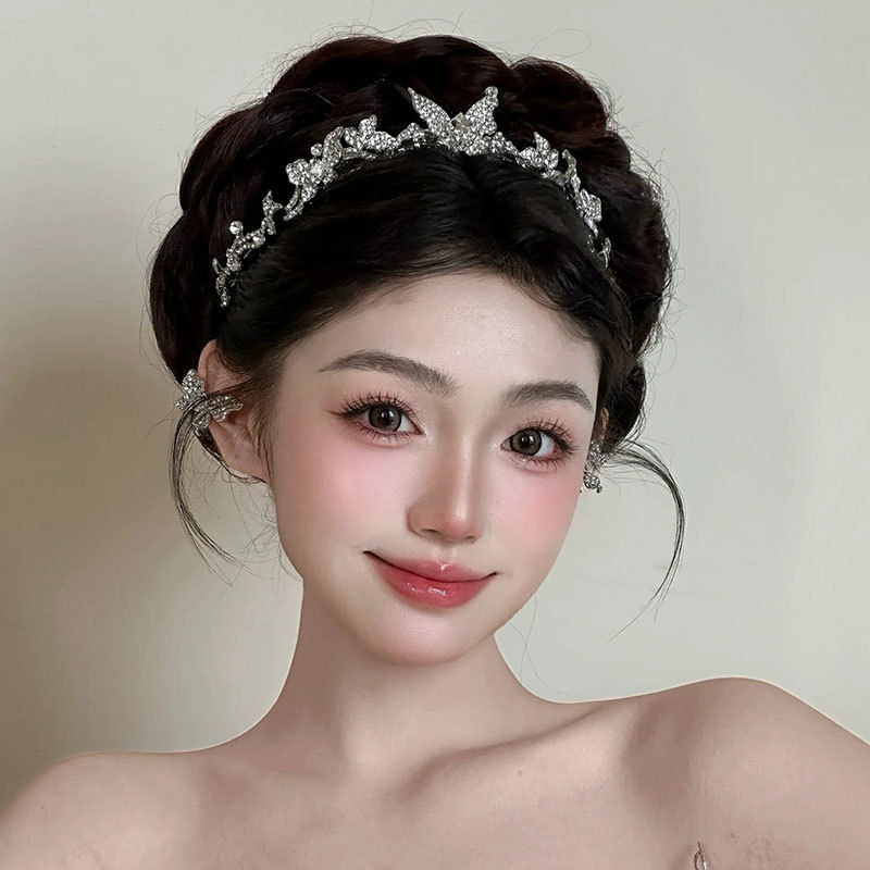 Dodatak za glavu, čipkasta kruna u prirodnom stilu, ručna izrada, pogodna za vjenčanje