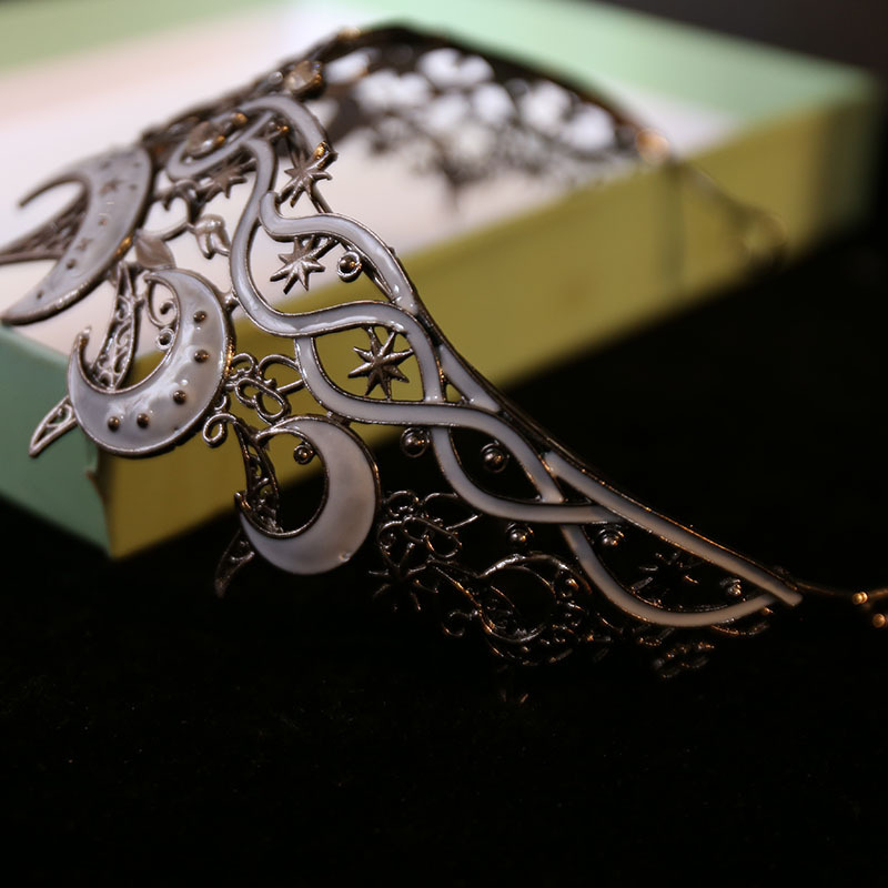 Krona s mjesecom i zvijezdama za nevjestu — legura, dijamantno ugradena, europsko-američki stil, oblik krune