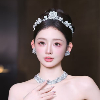 Dodatak za kosu: kruna s ružičastim rhinestones, legura, elektroplatiranje, Lan lin, Yiwu