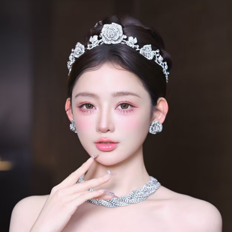 Dodatak za kosu: kruna s ružičastim rhinestones, legura, elektroplatiranje, Lan lin, Yiwu