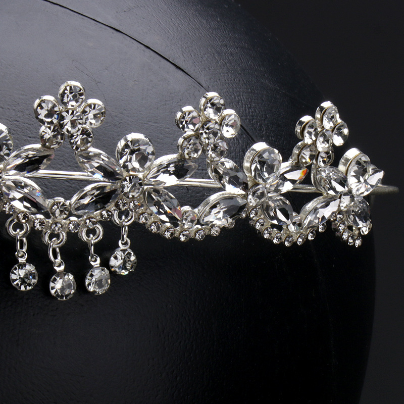 Pokrivalo za glavu od legure s kronom i resom, lanac; retro ženski stil, elektroplatirani završetak