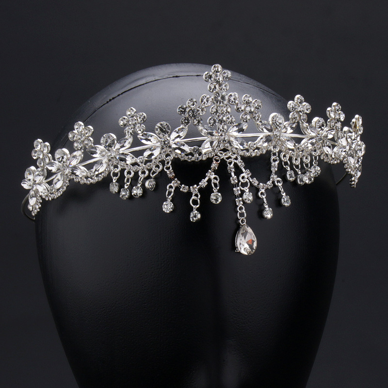 Pokrivalo za glavu od legure s kronom i resom, lanac; retro ženski stil, elektroplatirani završetak