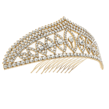 Ženska spona za kosu od legure s rhinestones – oblik kruna, rhinestones kristali, elektroplatiranje