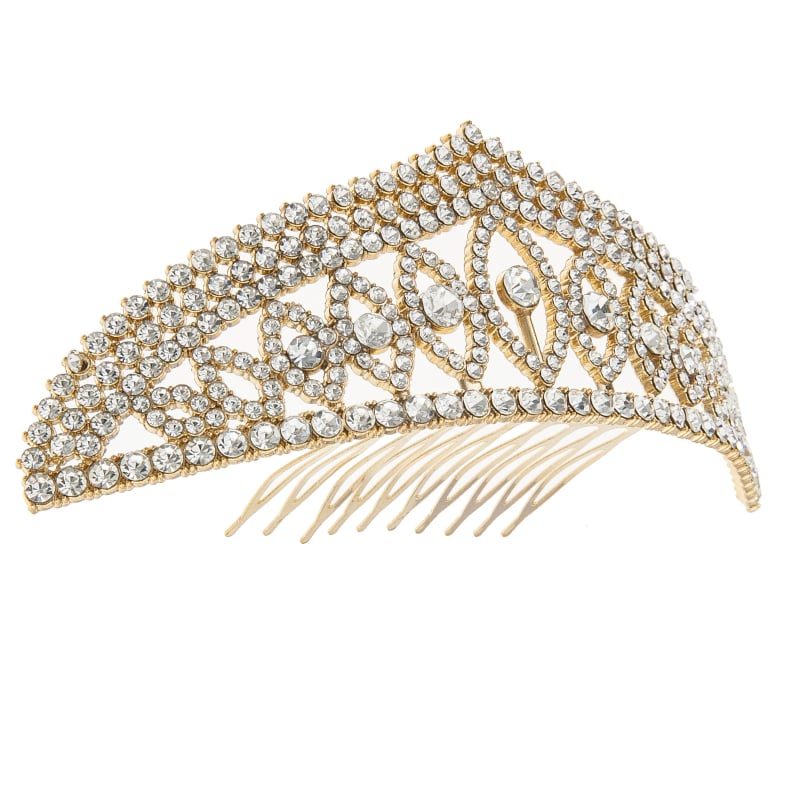 Ženska spona za kosu od legure s rhinestones – oblik kruna, rhinestones kristali, elektroplatiranje