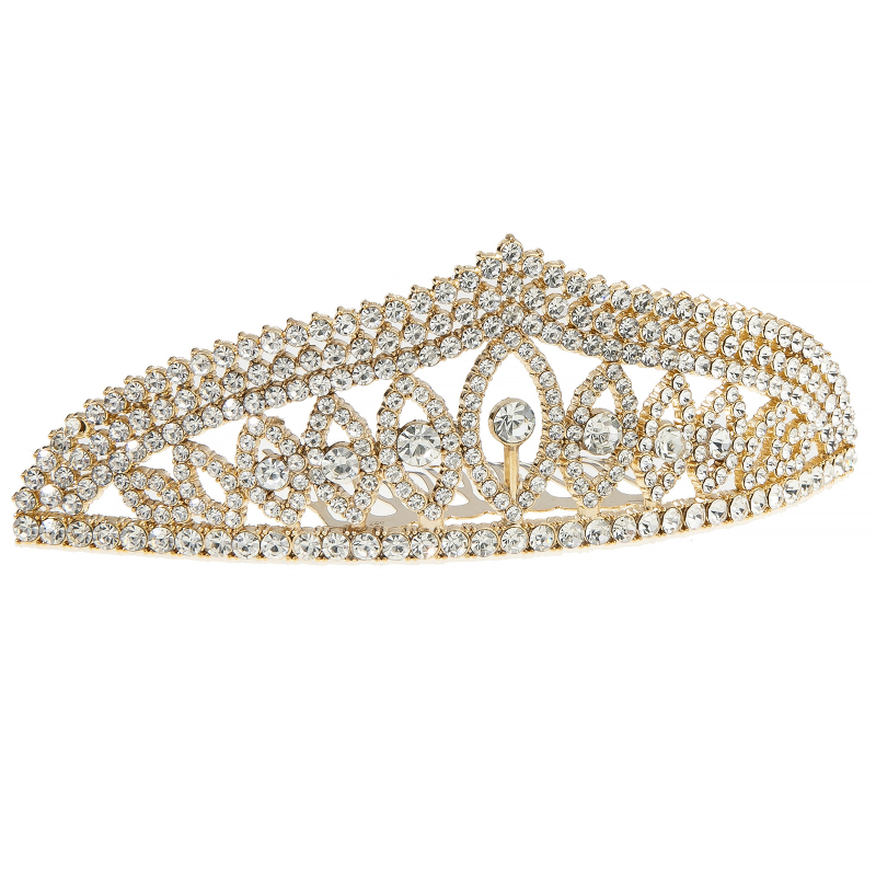 Ženska spona za kosu od legure s rhinestones – oblik kruna, rhinestones kristali, elektroplatiranje
