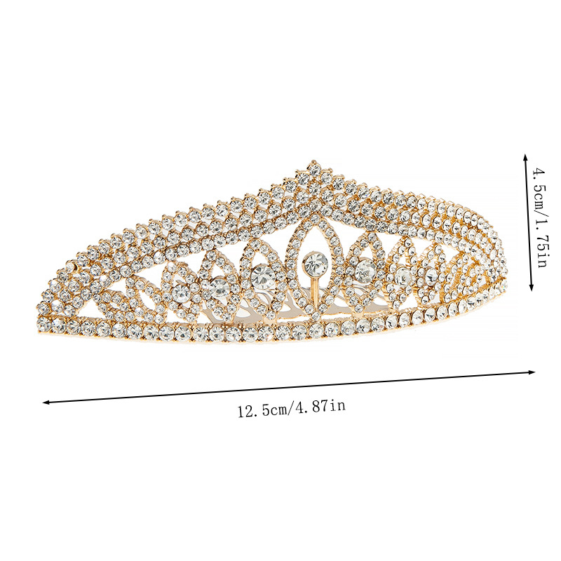 Ženska spona za kosu od legure s rhinestones – oblik kruna, rhinestones kristali, elektroplatiranje