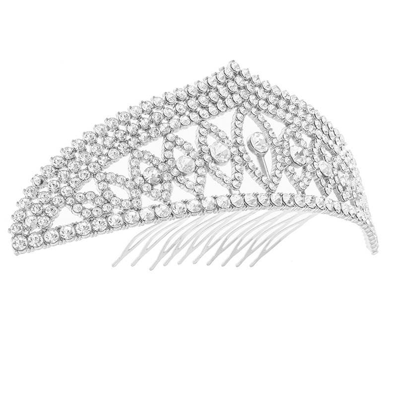 Ženska spona za kosu od legure s rhinestones – oblik kruna, rhinestones kristali, elektroplatiranje