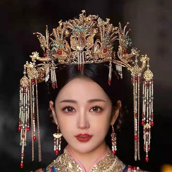 Vjenčana kruna za kosu, legura, nacionalni stil, ručna izrada, citrin kristali, porijeklo Jinhua