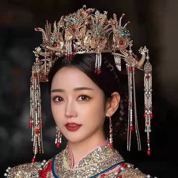 Vjenčana kruna za kosu, legura, nacionalni stil, ručna izrada, citrin kristali, porijeklo Jinhua