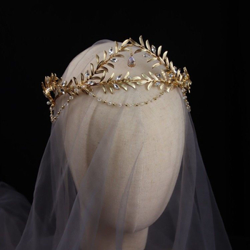 Krona za glavu — legura, retro stil, unisex dizajn, oblik krune, kristali