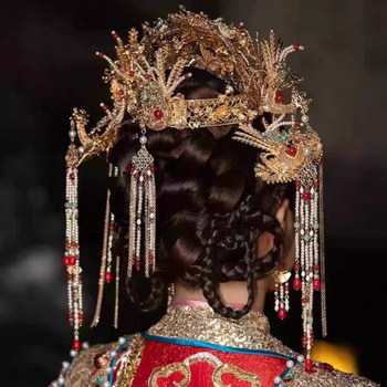 Nevjesta kruna, Ming stil, ručno izrađena metalna diadem s kristalima, Tianyi brand, ženska vjenčana kruna