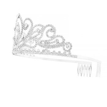 Ženska metalna kruna s Rhinestone kristalima, zlatni ili srebrni premaz, elektroplatiranje