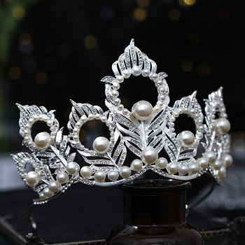 Tiara od legure s rhinestones, ženski dodatak za glavu, Barok retro stil, elektroplatinska završna obrada