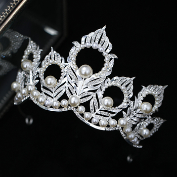 Tiara od legure s rhinestones, ženski dodatak za glavu, Barok retro stil, elektroplatinska završna obrada